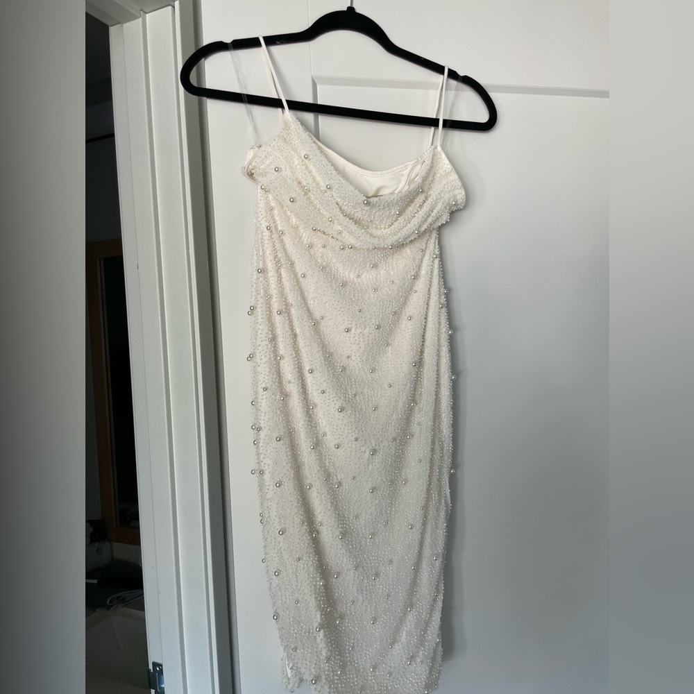 Oh Polly Strappy Embellished Midi Dress in White
